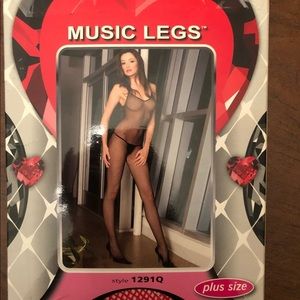 Plus size red fishnet Music Legs body stocking